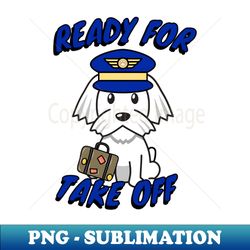 Cute White dog is a pilot - Digital Sublimation Download File - Perfect for Creative Projects