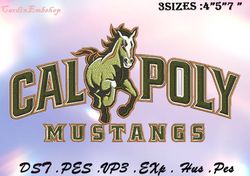 cal poly mustangs embroidery designs, ncaa machine embroidery design, machine embroidery pattern