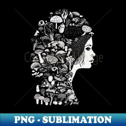 Surreal Mushroom Head Woman Vintage Illustration - Retro PNG Sublimation Digital Download - Fashionable and Fearless