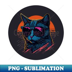 Synthwave Cat art - Signature Sublimation PNG File - Perfect for Creative Projects