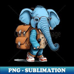 The Curious Explorer Comic-Style Teenage Elephant with Glasses Backpack and Realistic Detailing - PNG Transparent Sublimation File - Boost Your Success with this Inspirational PNG Download