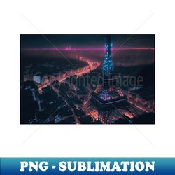 Cyberpunk Eiffel Tower - Instant Sublimation Digital Download - Enhance Your Apparel with Stunning Detail