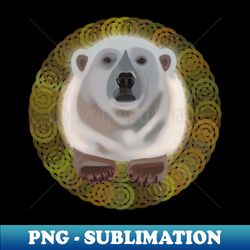 Polar Bear on saffron circular pattern - Special Edition Sublimation PNG File - Bring Your Designs to Life