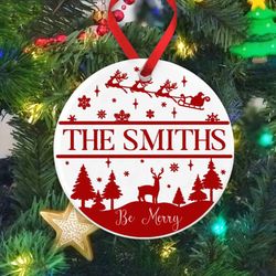 Personalised Christmas Family Ornament, Family Name Ornament