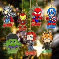 Personalized Avengers Christmas Ornament, Superhero Ornament