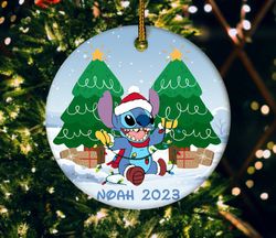 Personalized Stitch Ornament, Stitch Christmas Ornament