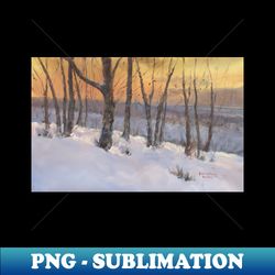 winter evening oil on canvas - png sublimation digital download - stunning sublimation graphics