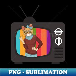 Colorful Retro Cat - Exclusive PNG Sublimation Download - Unleash Your Creativity