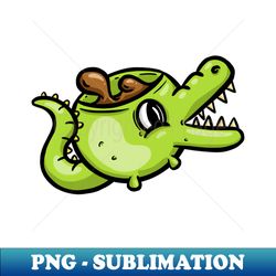 Crocodile alligator Coffee Cup Cartoon Illustration - Creative Sublimation PNG Download - Fashionable and Fearless