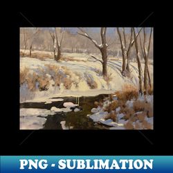 pastoral wintertime oil on canvas - png transparent sublimation design - transform your sublimation creations