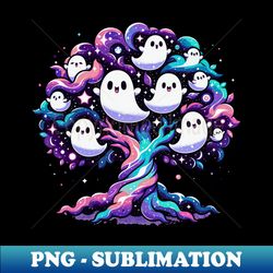 Galactic-Nature Ghostly Tree - Cosmic Halloween Design - Instant Sublimation Digital Download - Unlock Vibrant Sublimation Designs