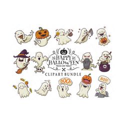 Cute Halloween Clipart, Pumpkin Clip Art, halloween vintage clipart, digital planner stickers,instant download files png halloween png