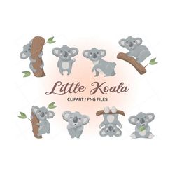 Cute Koala Clipart, Koala png, baby koala clipart, Scrapbooking, Instant Download