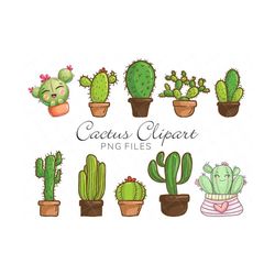 Cactus Clipart Bundle, Cactus png files, cute cactus clip art set, cacti clipart, cactuses clipart, instant download