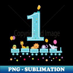 happy first birthday colorful balloon and train with animal - professional sublimation digital download - create with confidence