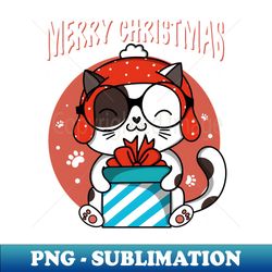 merry christmas cat gift - artistic sublimation digital file - perfect for creative projects