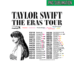 Taylor Swift Concert PNG, The Eras Tour 2023 PNG, Eras List Song PNG