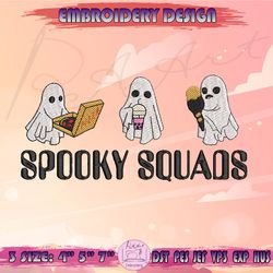 Spooky Squads Embroidery Design, Cute Ghost Embroidery, Spooky Season Embroidery, Halloween Embroidery, Machine Embroidery Designs