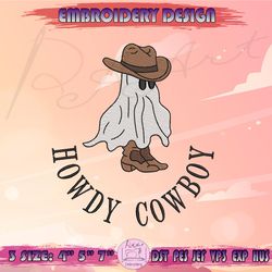 Howdy Cowboy Embroidery Design, Western Ghost Embroidery, Western Halloween Embroidery, Machine Embroidery Designs