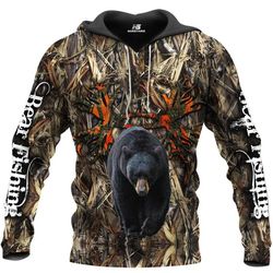 Bear Hunting All Over Printed hoodie X231216