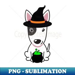 Cute bull terrier dog is a witch - Instant PNG Sublimation Download - Unleash Your Inner Rebellion