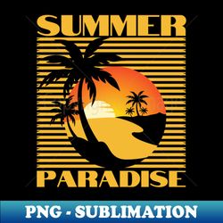 Summer Paradise Summertime Fun Time Fun Summer Beach Sand Surf Retro Vintage Design - Creative Sublimation PNG Download - Perfect for Sublimation Art