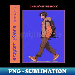 Street Vibes Chillin On The Block Manga and Anime - PNG Transparent Sublimation Design - Add a Festive Touch to Every Day