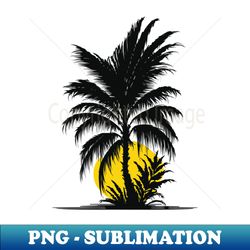 Vibrant Palm Tree Logo Graphic Illustration with Vector Art and Drop Shadow - Retro PNG Sublimation Digital Download - Unlock Vibrant Sublimation Designs