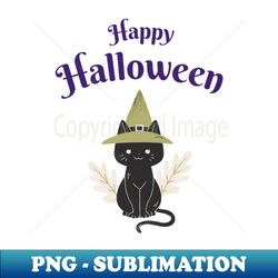 black cat illustration round sticker halloween - premium png sublimation file - perfect for sublimation mastery