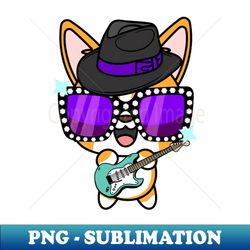Cute Corgi jamming on the guitair - Creative Sublimation PNG Download - Perfect for Personalization