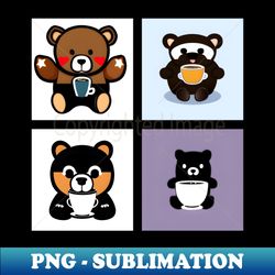 kawaii bears drinking coffee - digital sublimation download file - perfect for sublimation mastery