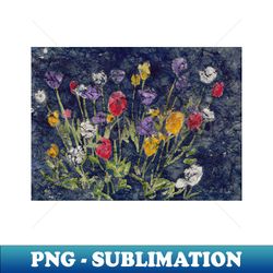Colorful Red White Purple Yellow Tulips in Watercolor Batik - Special Edition Sublimation PNG File - Vibrant and Eye-Catching Typography