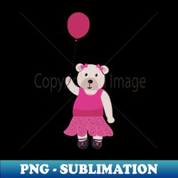 bear with pink balloon - instant png sublimation download - transform your sublimation creations
