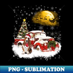 Red Truck Xmas Tree Basset Hound Christmas - PNG Sublimation Digital Download - Transform Your Sublimation Creations