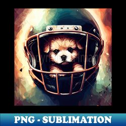 Cute dog puppy in football helmet - Modern Sublimation PNG File - Unleash Your Creativity