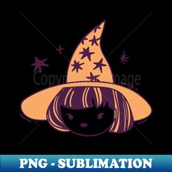 Girl in Witch Hat Halloween Illustration - Instant PNG Sublimation Download - Stunning Sublimation Graphics