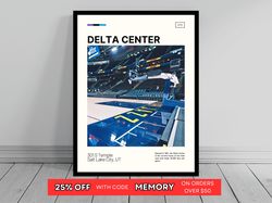 Delta Center Print  Utah Jazz Poster  NBA Art  NBA Arena Poster   Oil Painting  Modern Art   Travel Art Print  Utah