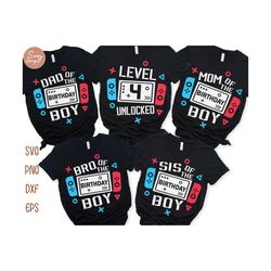 Level 4 Unlocked Birthday Family Svg Bundle, 4th Birthday Boy Gamer Svg, 4th Birthday Gaming Shirt Svg, Family Matching Games Shirts