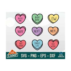 Anti Valentine's Day Candy Heart Svg Bundle, Anti Valentine Svg, Candy Heart Svg, Conversation hearts Svg, Valentine Decor Svg