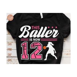 this baller is now 12 svg, birthday girls basketball svg, 12th birthday girl svg, basketball birthday svg, basketball party birthday svg