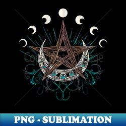 Pentacle moon and phases of the moon - Instant PNG Sublimation Download - Stunning Sublimation Graphics