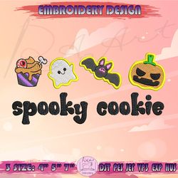 Spooky Cookie Embroidery Design, Sugar Cookie Embroidery, Cookie Halloween Embroidery, Machine Embroidery Designs