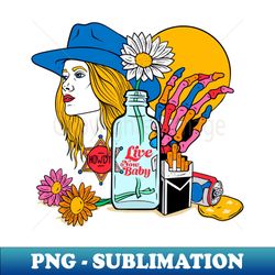 Live Now Baby - Retro PNG Sublimation Digital Download - Instantly Transform Your Sublimation Projects