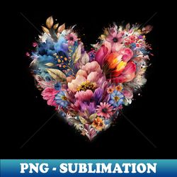 Colorful Floral Heart - Creative Sublimation PNG Download - Bold & Eye-catching