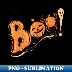 Boo Pumpkin Spider Ghost Scary Halloween - Vintage Sublimation PNG Download - Instantly Transform Your Sublimation Projects