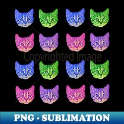 Colorful Small Kitty Faces - Premium PNG Sublimation File - Unleash Your Inner Rebellion