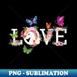 Love Unicorn Flower Butterfly - PNG Transparent Sublimation Design - Create with Confidence