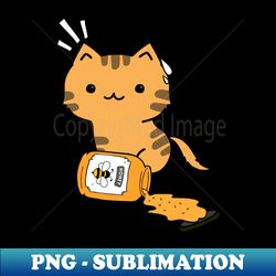 Naughty orange cat spilled a jar of honey - PNG Transparent Sublimation File - Bring Your Designs to Life