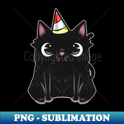 black cat with party hat on purrsday - digital sublimation download file - unleash your inner rebellion