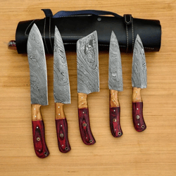 Damascus Chef Knife Set - Perfect Christmas & Anniversary Present for Foodies -Handmade Damascus Chef set , Am industry